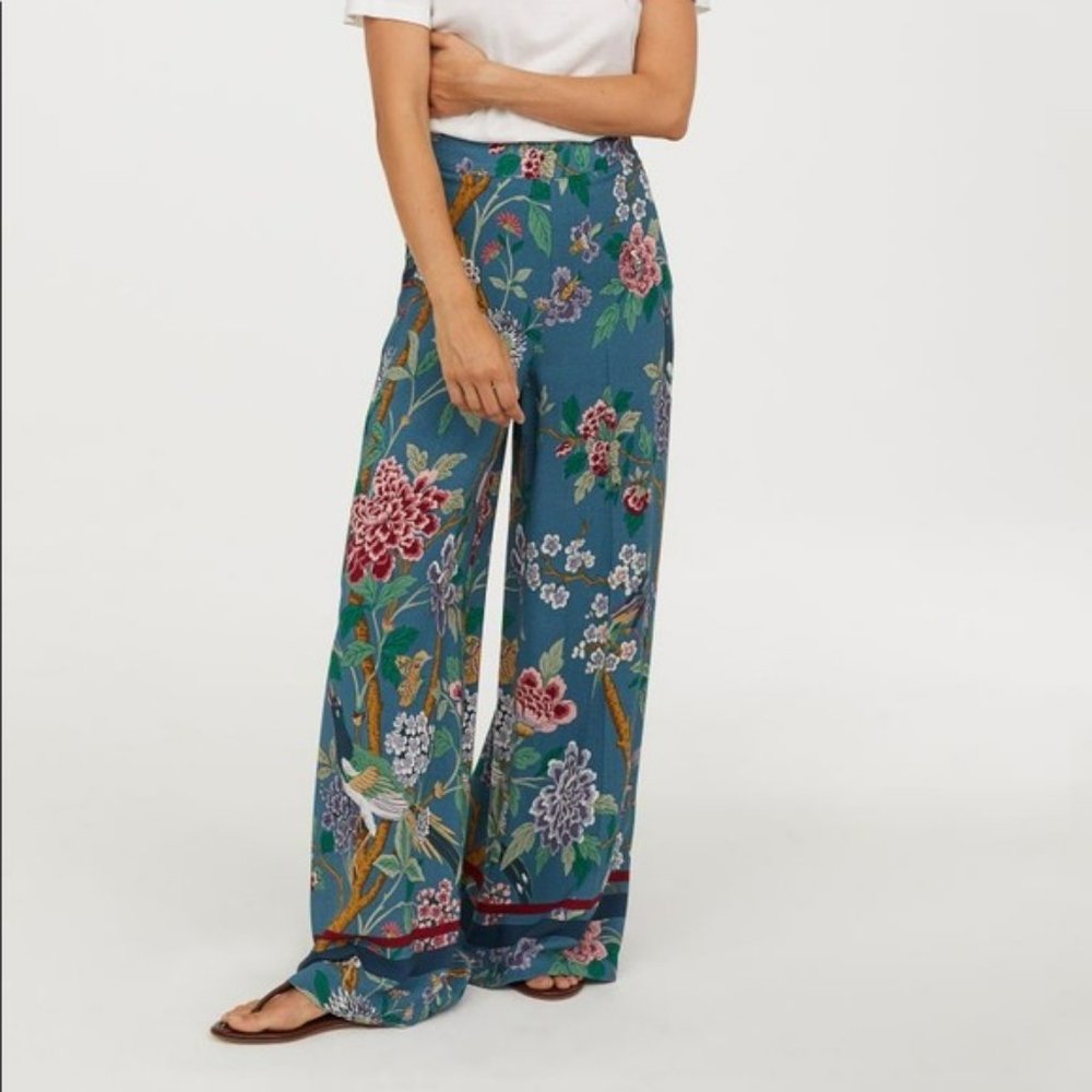 GP & J BAKER x H&M Floral Wide Leg Pants Size 4
